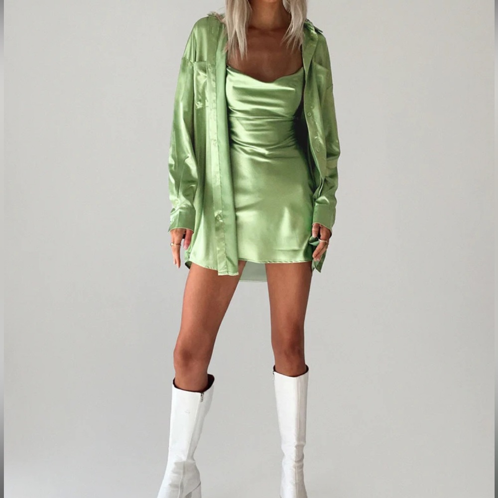 Princess Polly 2 piece satin set- Green💚